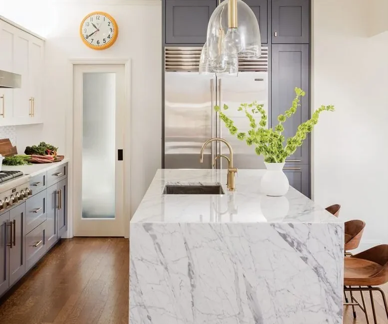 Waterfall kitchen island