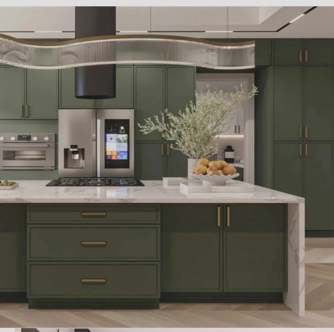 Forest green slim shaker kitchen