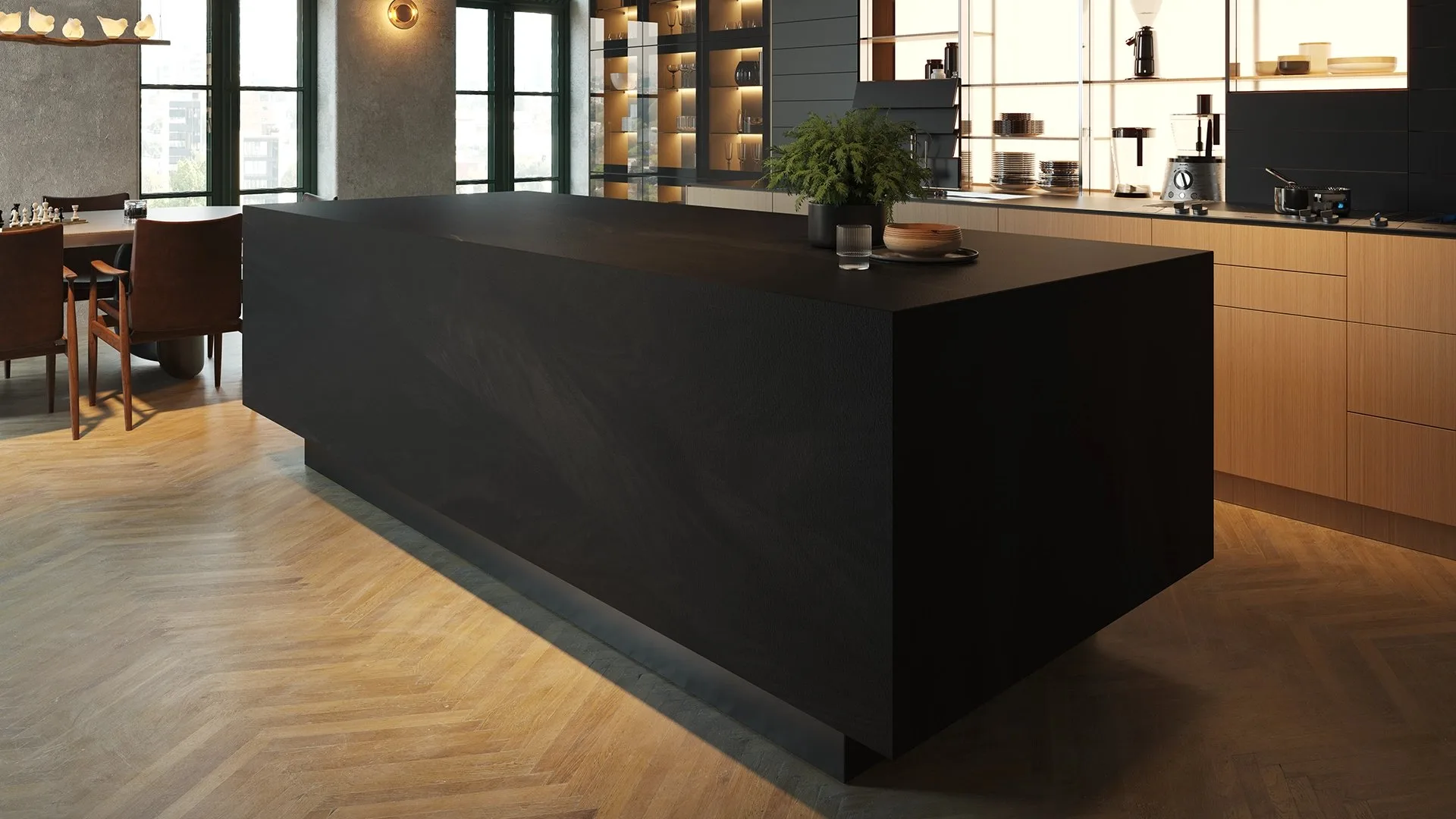 Caesarstone 916 Black Eclipse kitchen